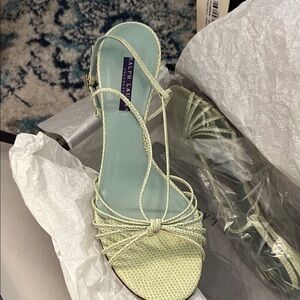 Ralph Lauren Piper Celadon Lizard Strappy Sandals NIB w/dustie + extra heel  tap